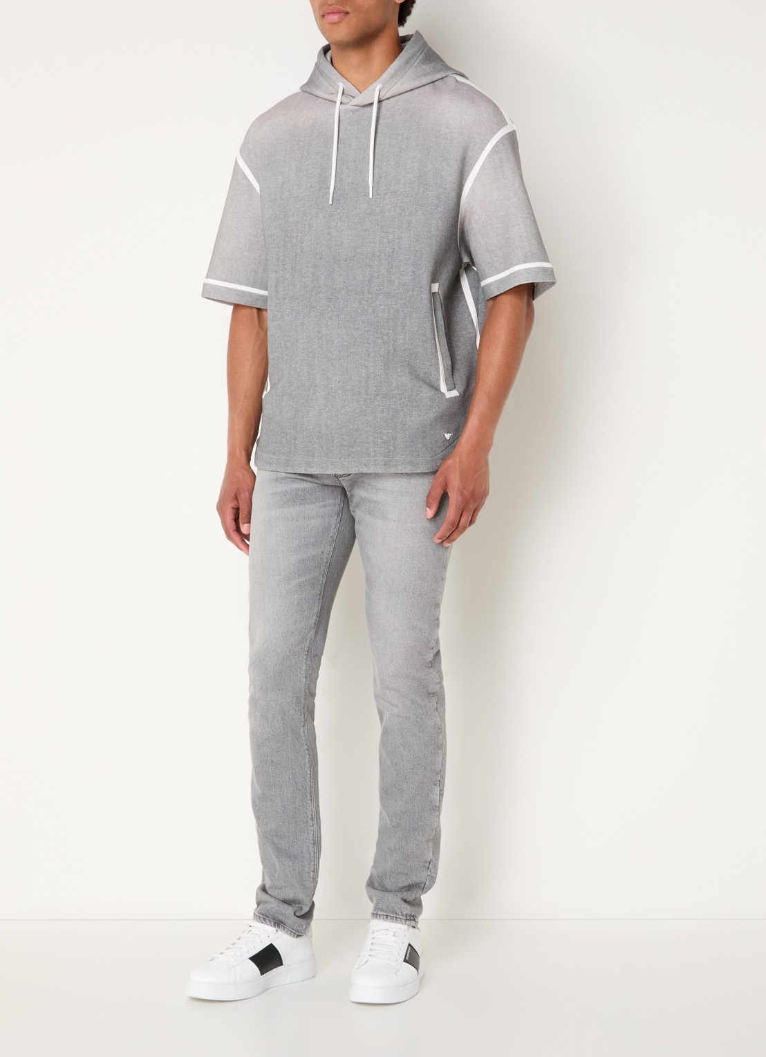 Armani Hoodie met gemêleerd dessin - voorkant 3 grijs