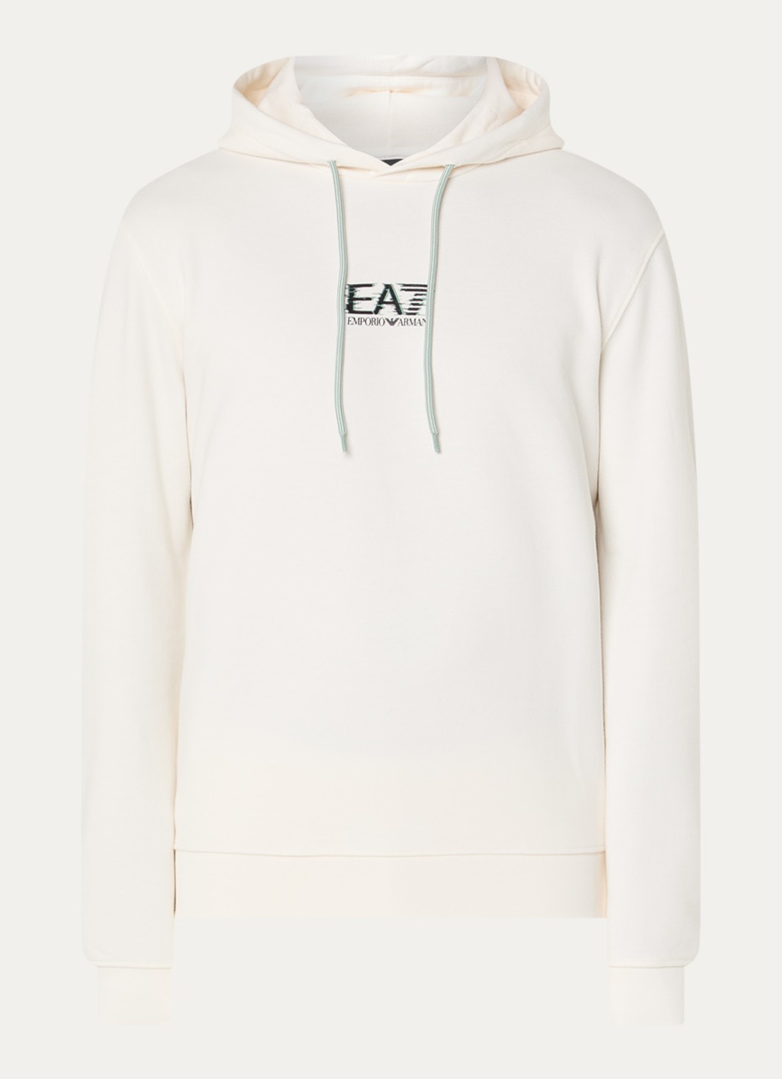 Armani Hoodie met logo- en backprint - voorkant 4 gebroken wit