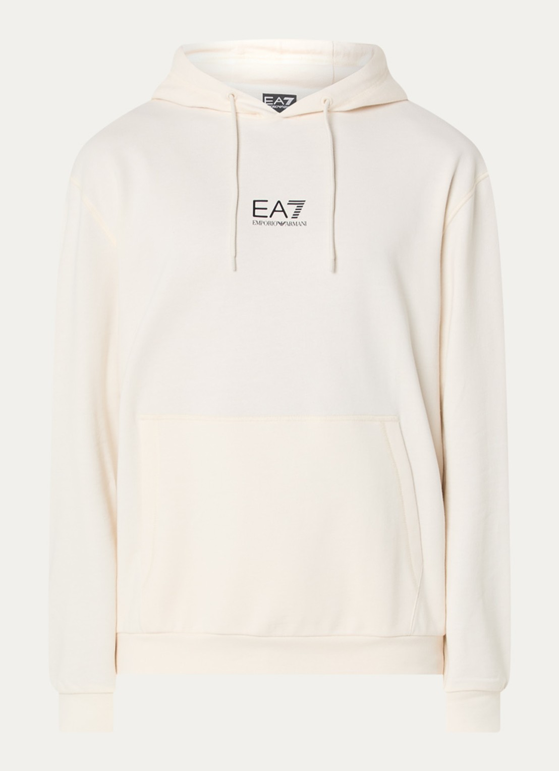 Armani Hoodie met logo- en backprint - voorkant 2 gebroken wit