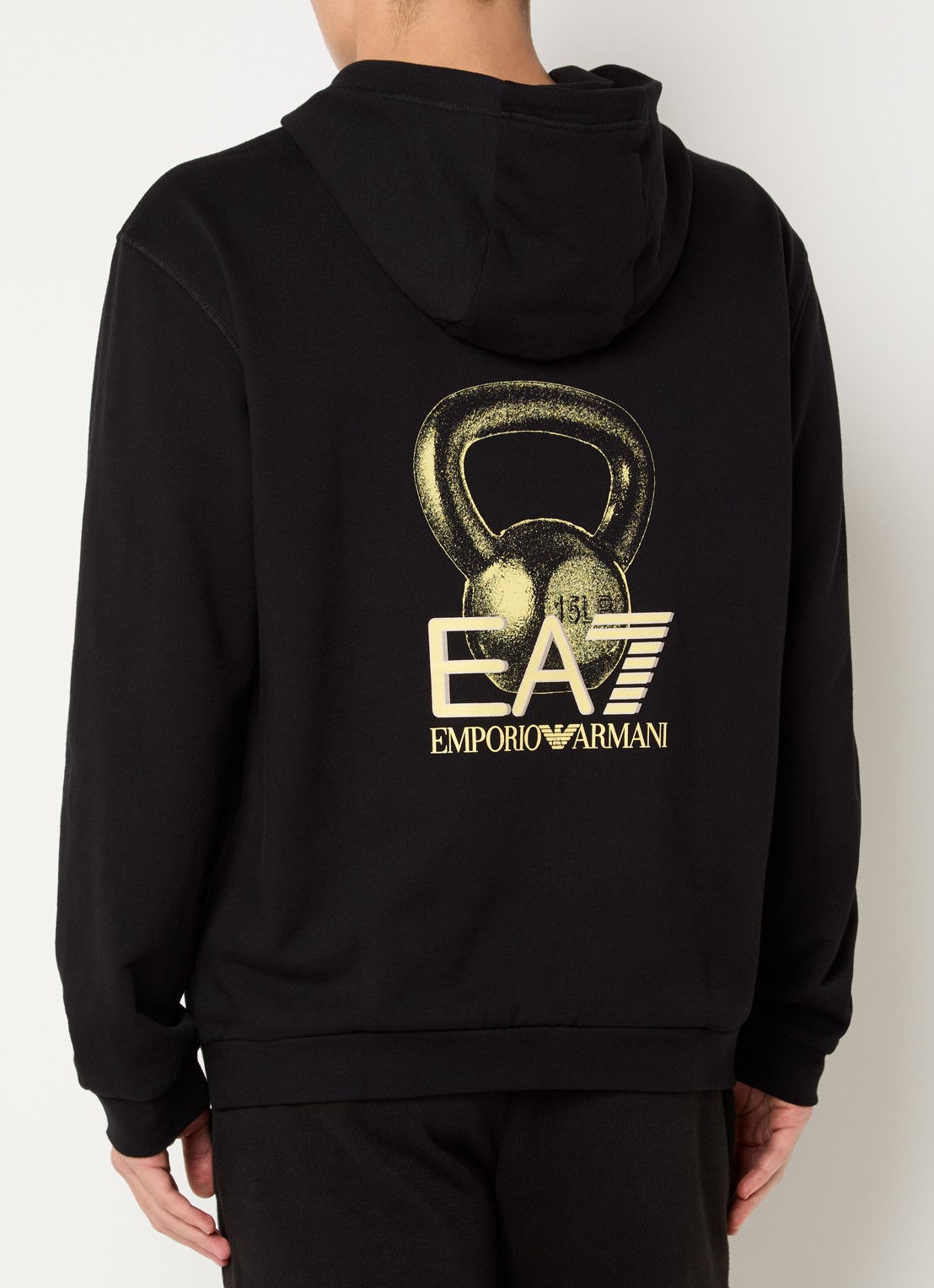 Armani Hoodie met logo- en backprint - detail 2 zwart