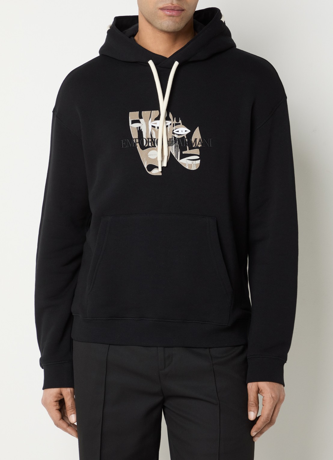 Armani Hoodie met logo en print - detail 4 zwart
