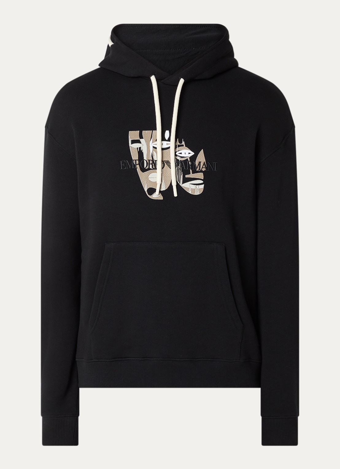 Armani Hoodie met logo en print - voorkant 2 zwart