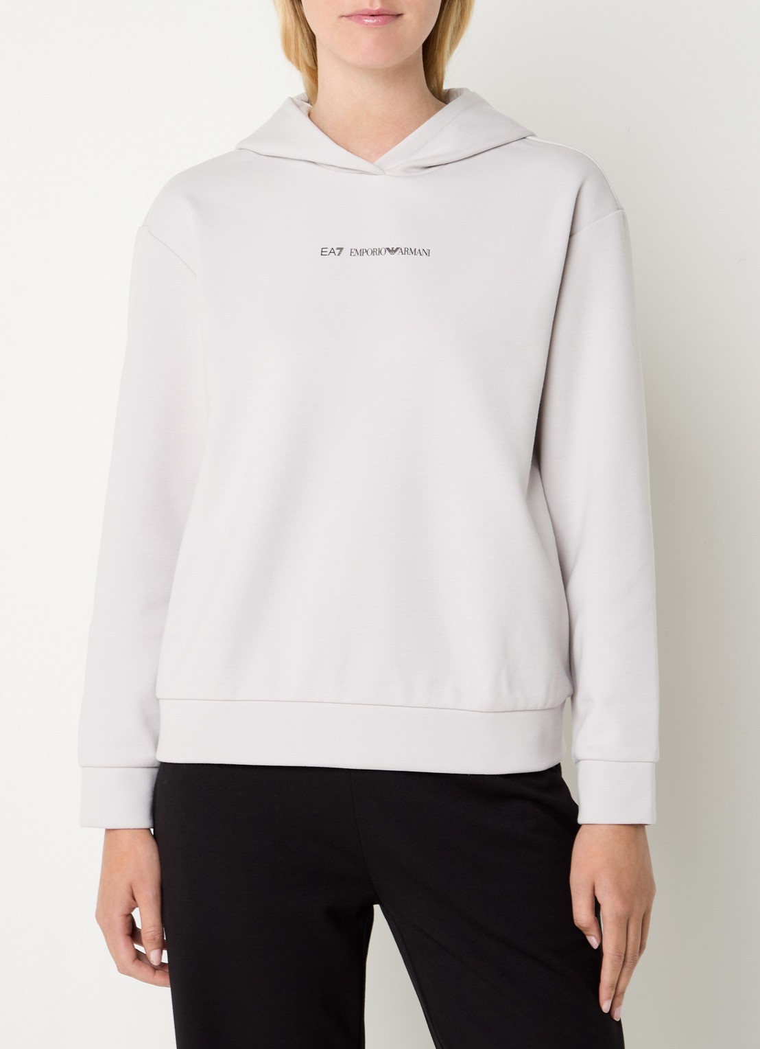 Armani Hoodie met logo - detail lichtgrijs