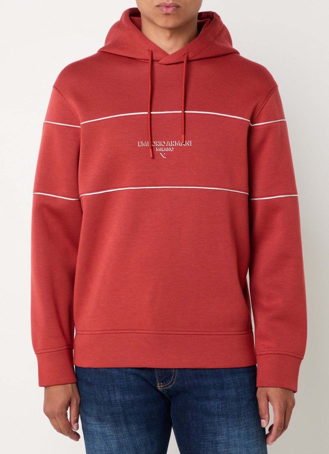 Armani Hoodie met logo - detail steenrood