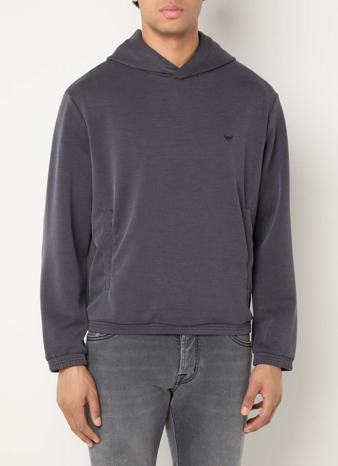Armani Hoodie met logo - detail antraciet