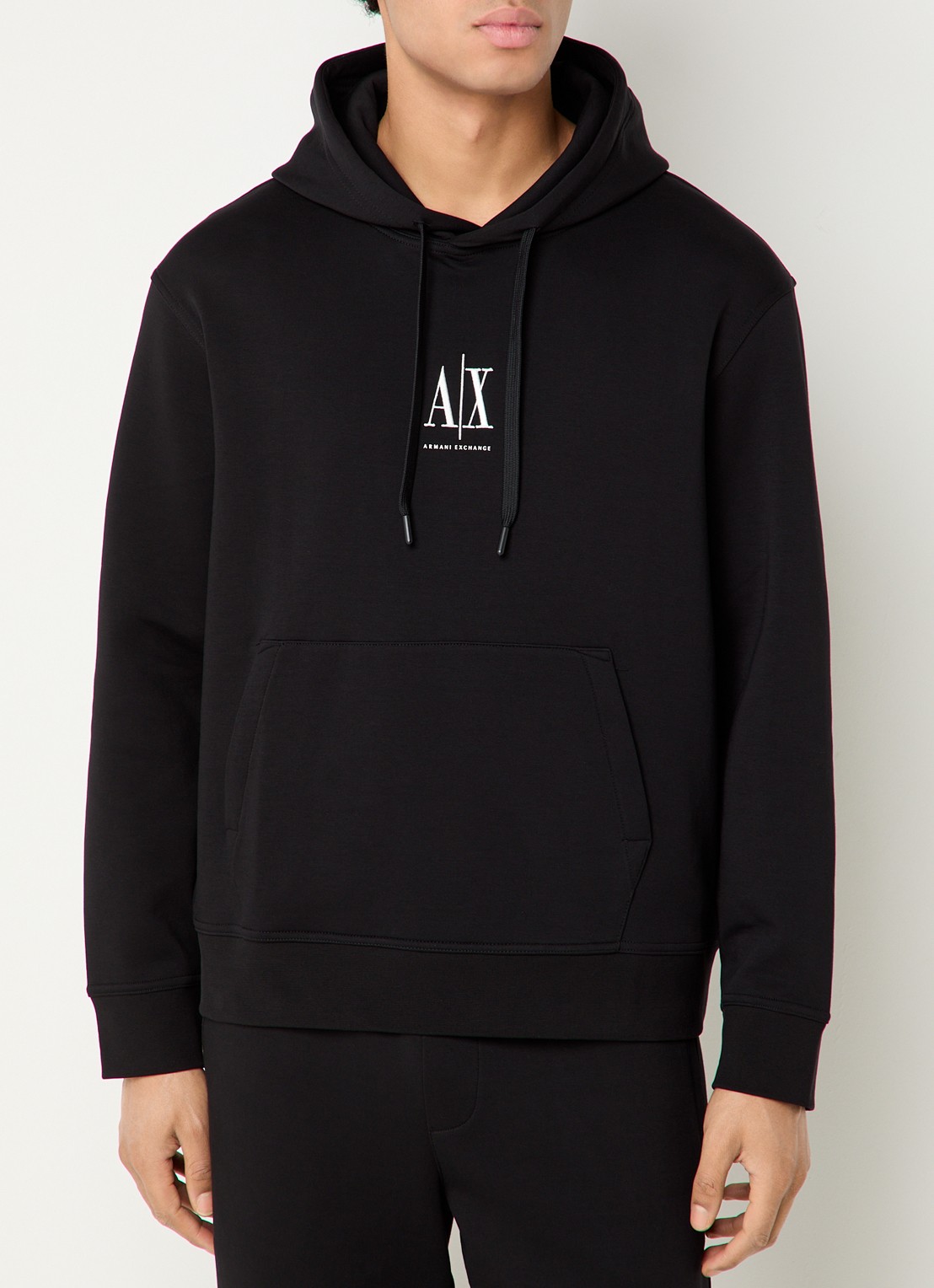 Armani Hoodie met logoborduring - detail 3 zwart