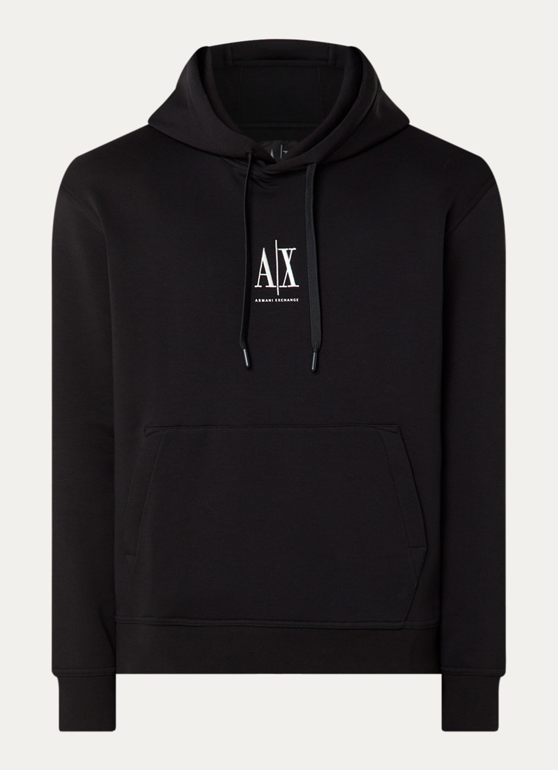 Armani Hoodie met logoborduring - voorkant zwart