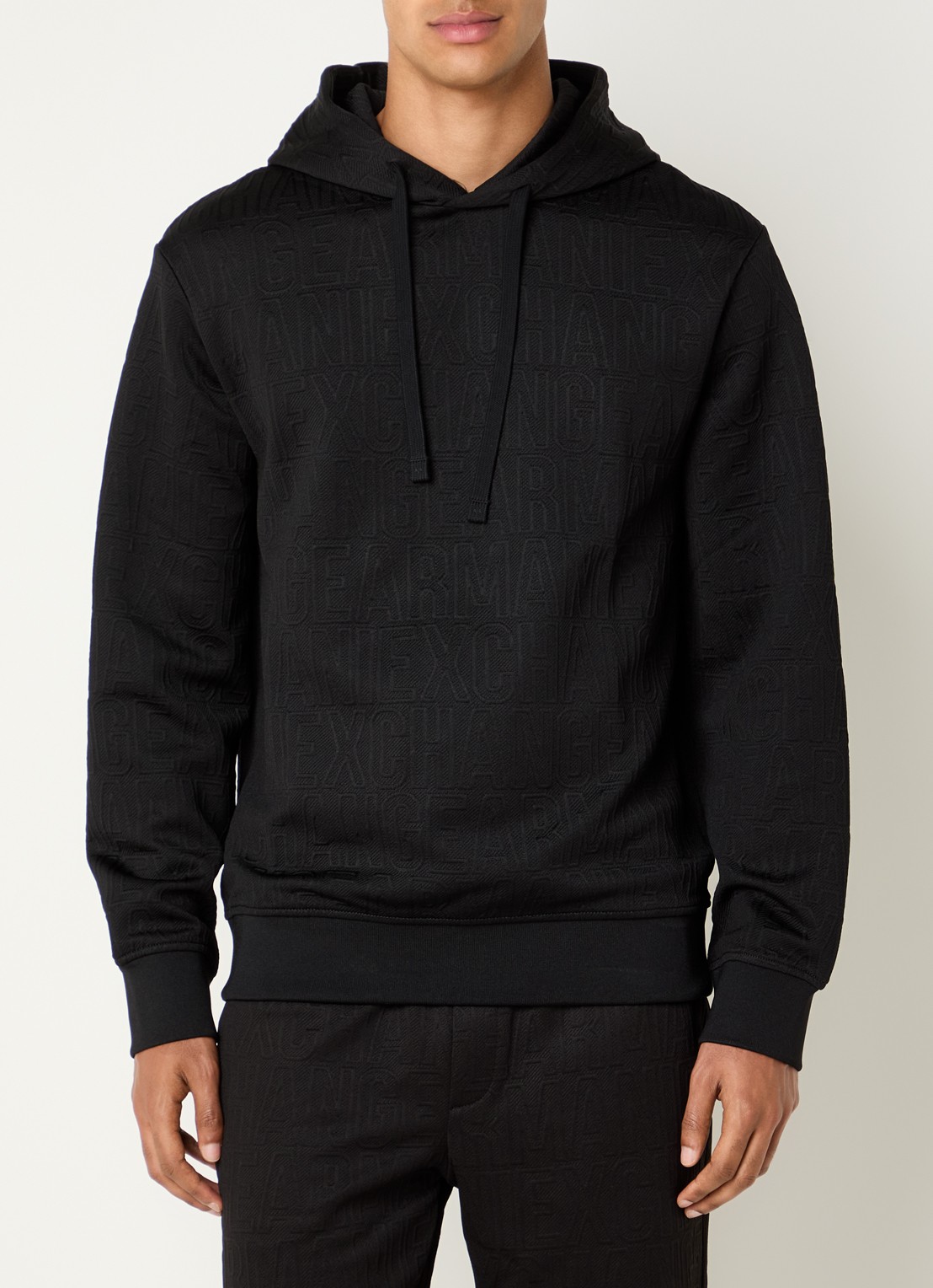 Armani Hoodie met logoborduring - detail 3 zwart