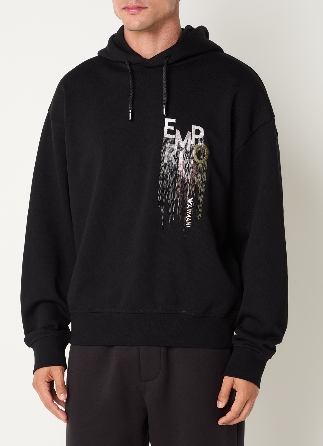 Armani hoodie met logoborduring - detail 2 zwart