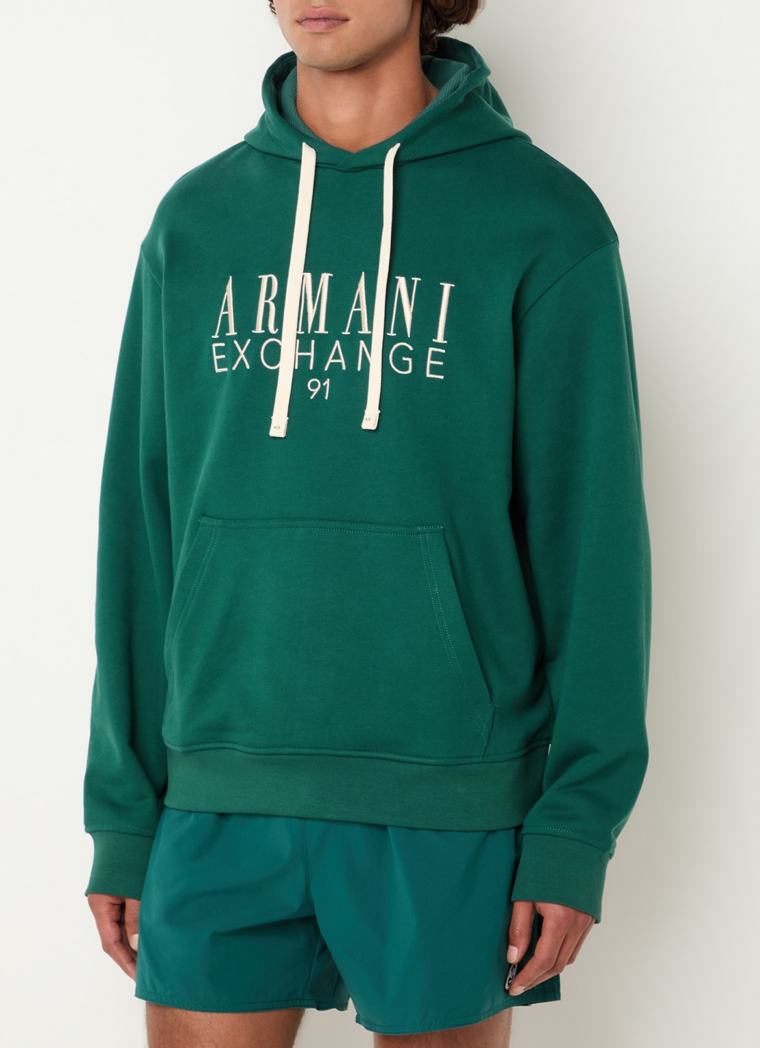 Armani Hoodie met logoprint en kangeroezak - detail 4 donkergroen