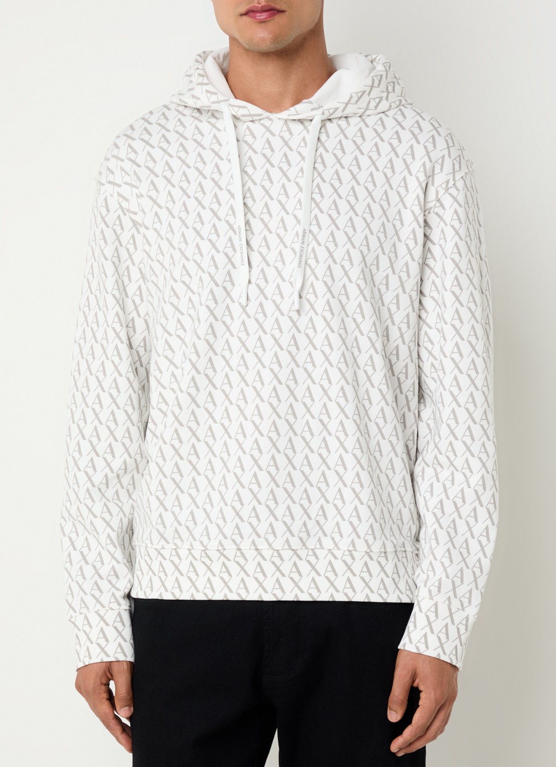Armani Hoodie met logoprint - detail gebroken wit