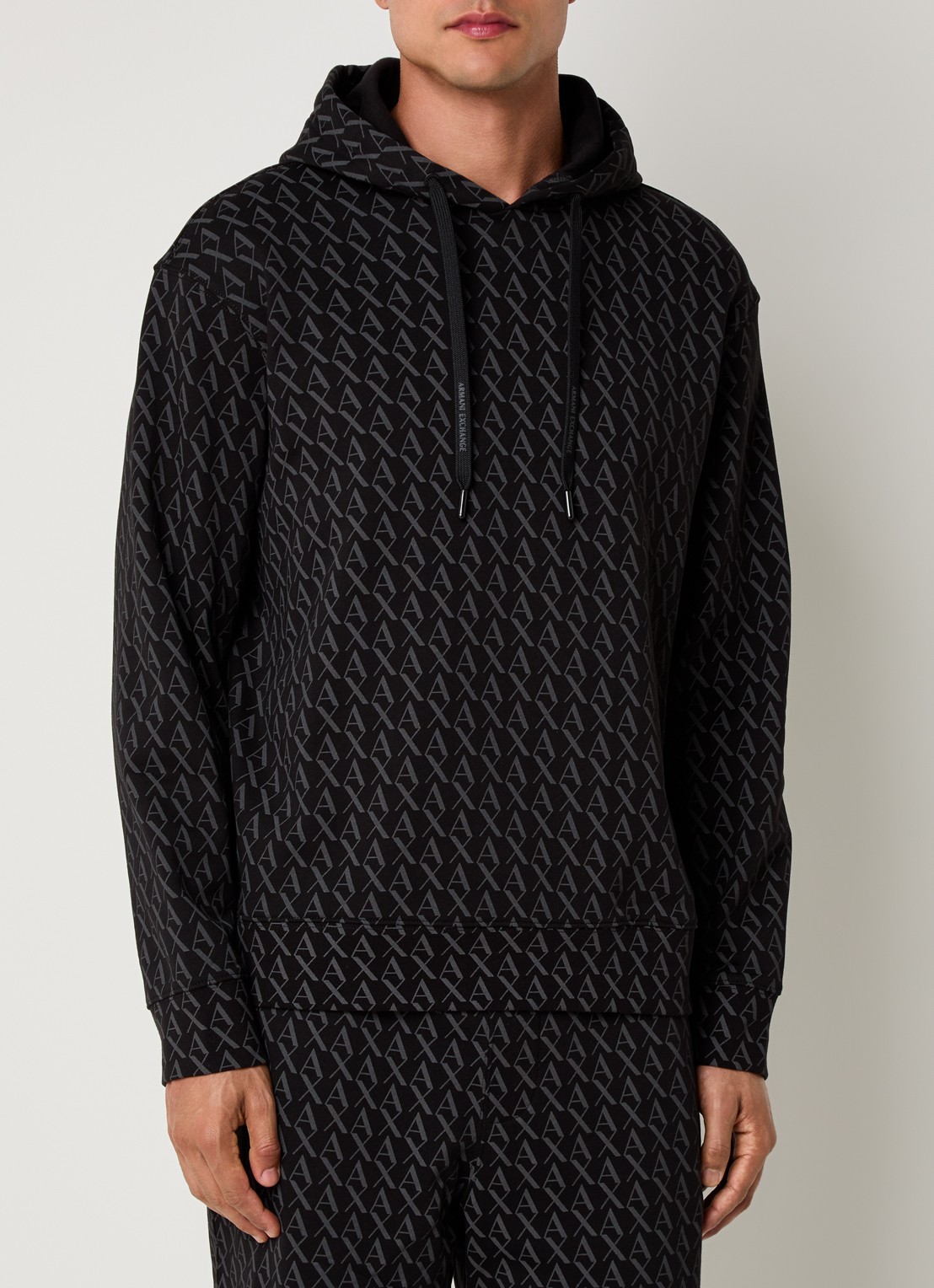Armani Hoodie met logoprint - detail zwart