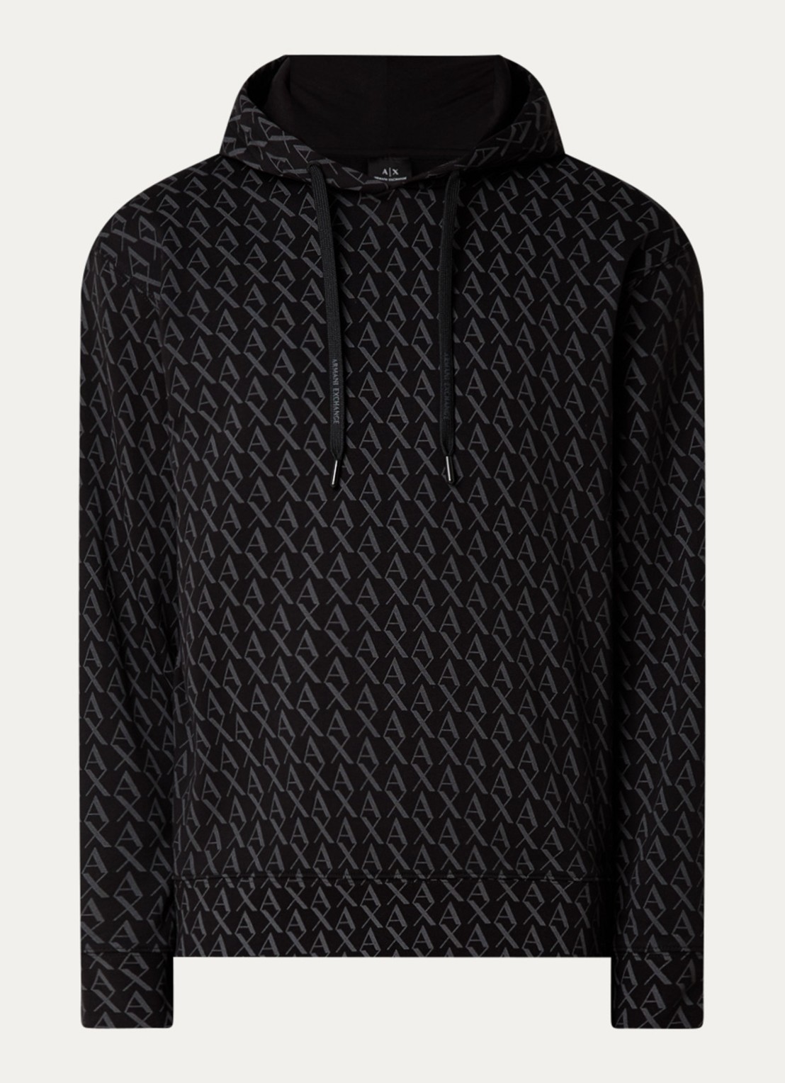 Armani Hoodie met logoprint - voorkant 3 zwart