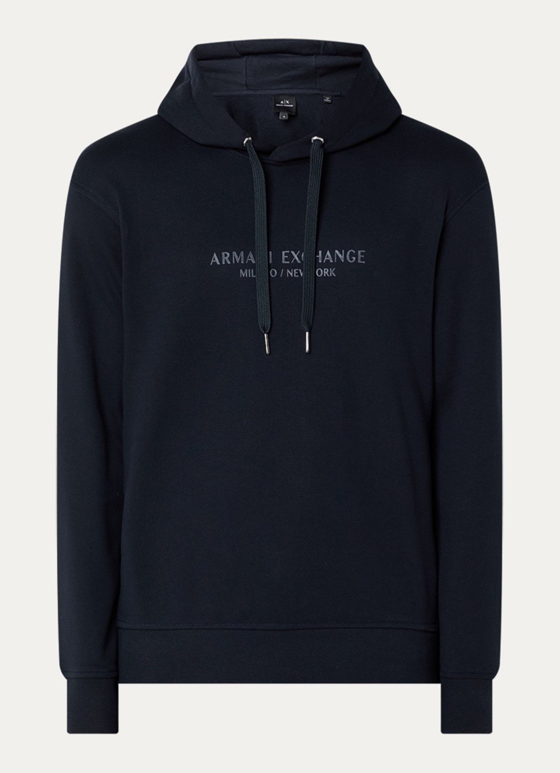 Armani Hoodie met logoprint - voorkant donkerblauw