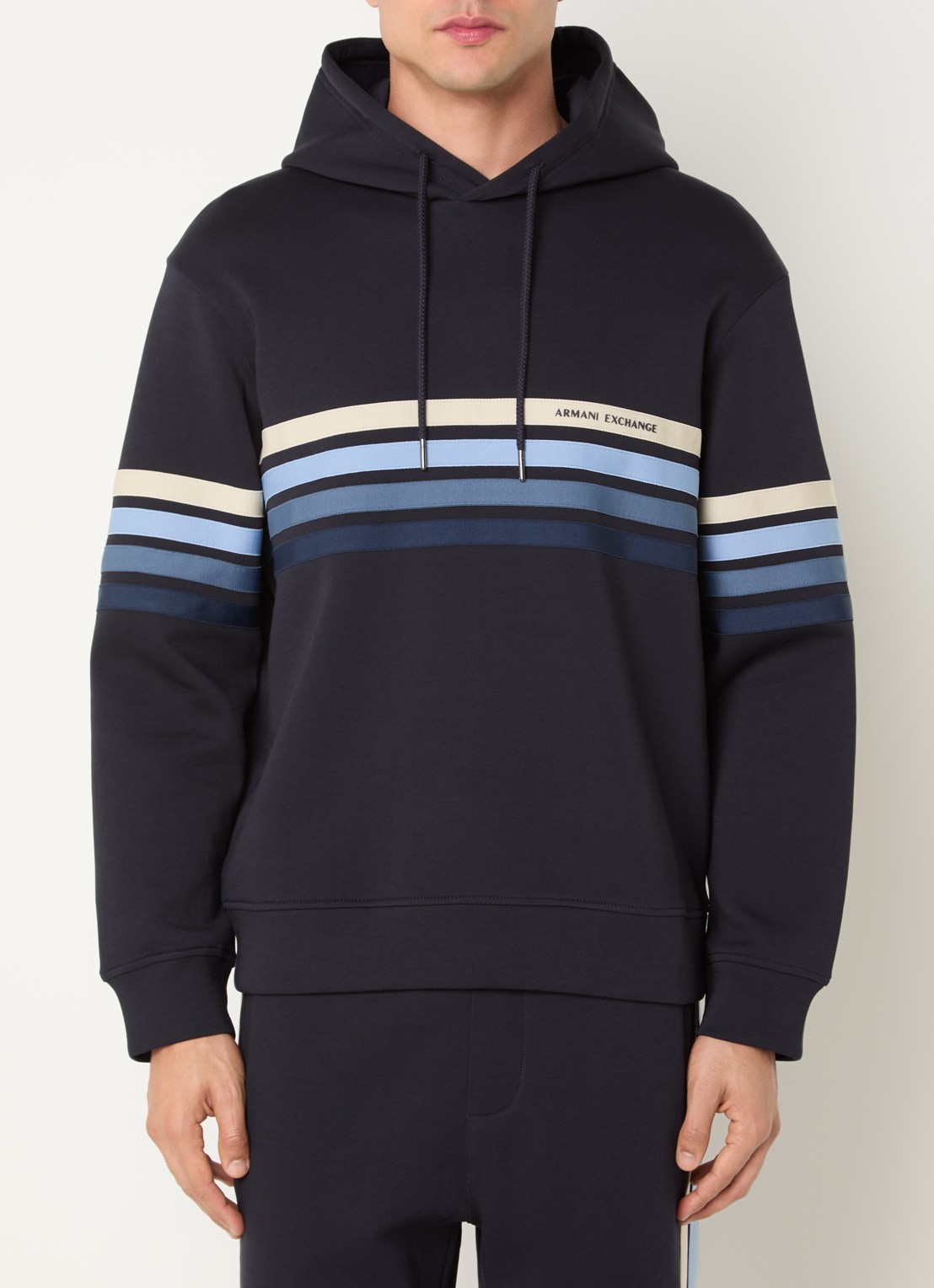 Armani Hoodie met logoprint - detail 3 donkerblauw