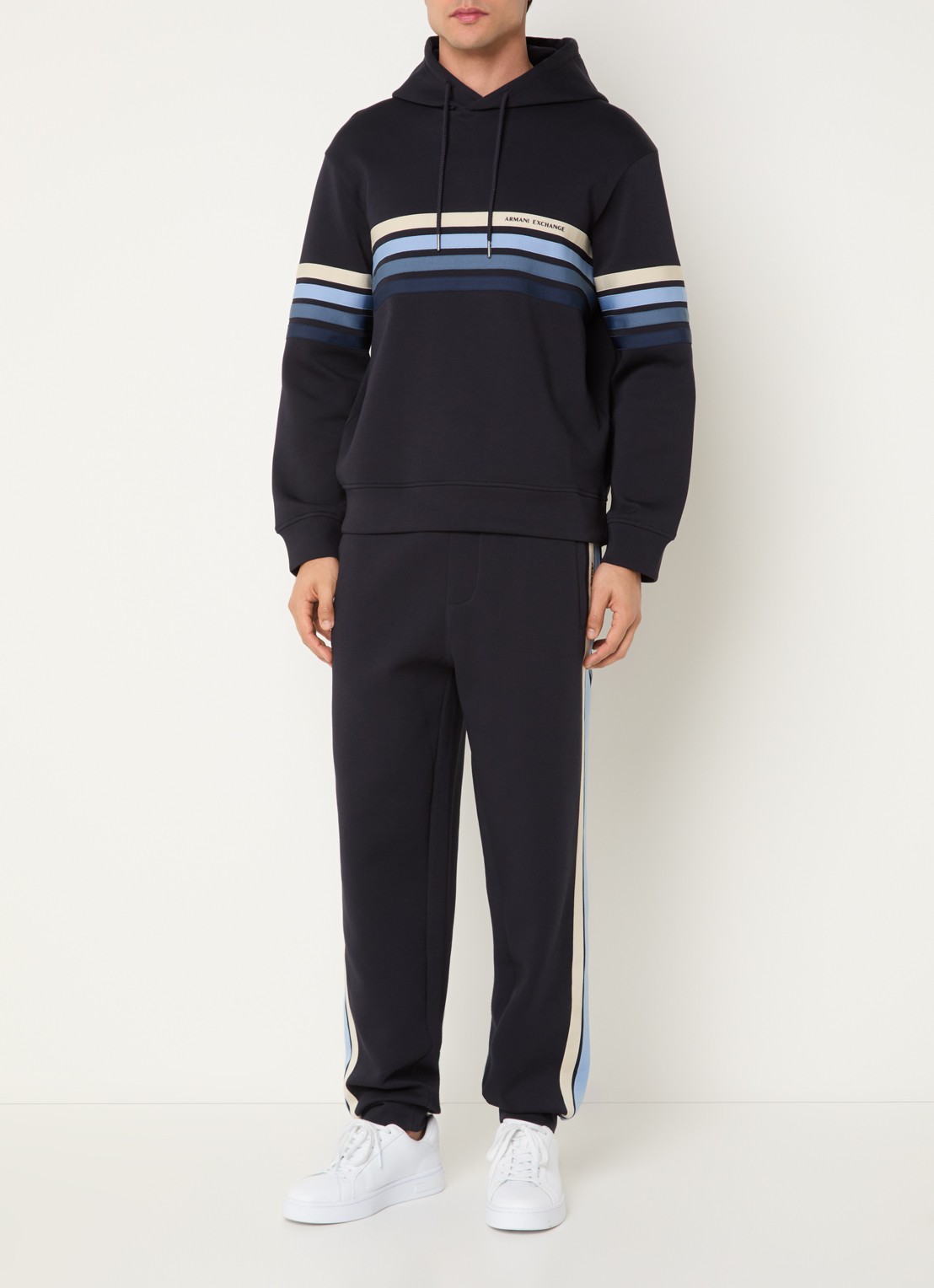 Armani Hoodie met logoprint - voorkant 2 donkerblauw