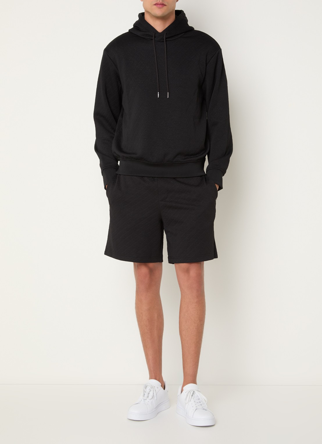 Armani Hoodie met logoprint - voorkant 2 zwart