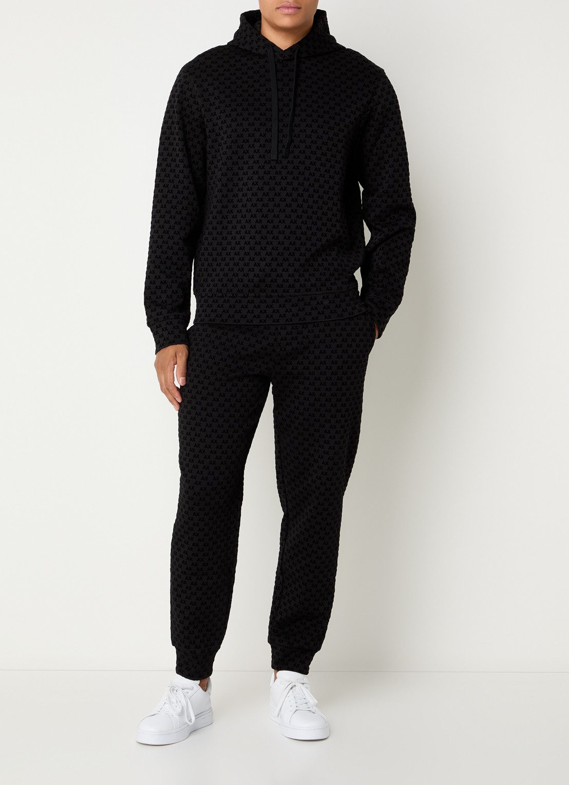 Armani Hoodie met logoprint - voorkant 2 zwart