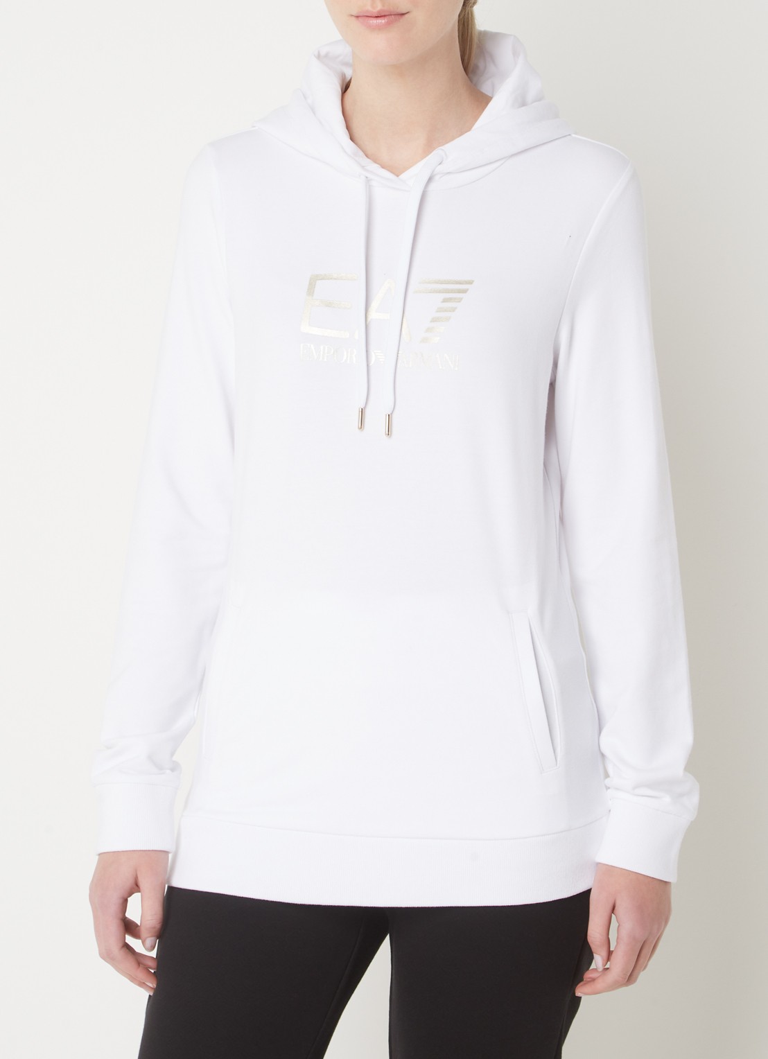 Armani Hoodie met logoprint - detail 4 wit