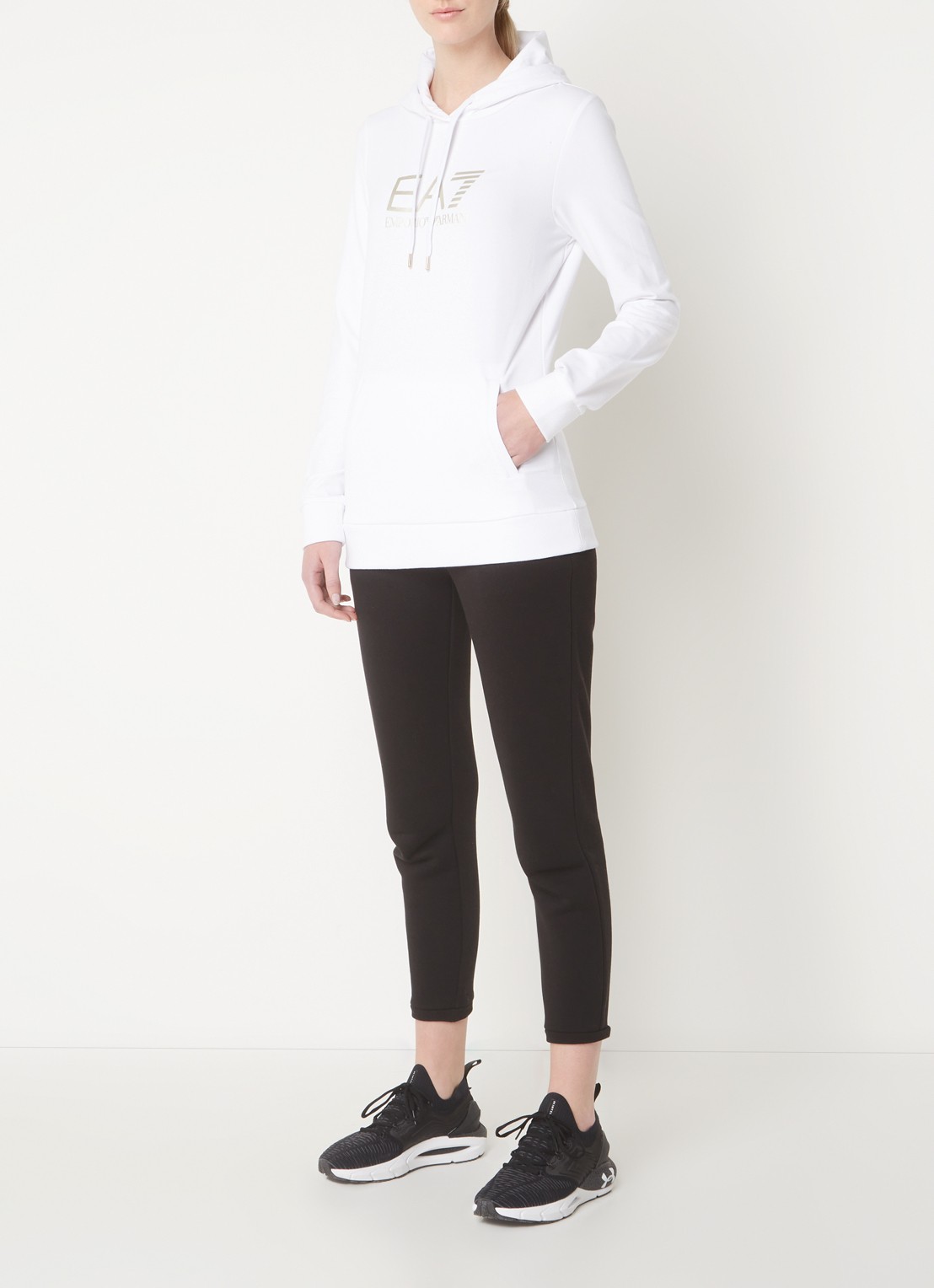 Armani Hoodie met logoprint - voorkant 2 wit