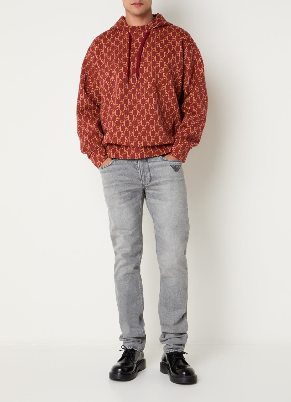 Armani Hoodie met logoprint - voorkant 4 steenrood