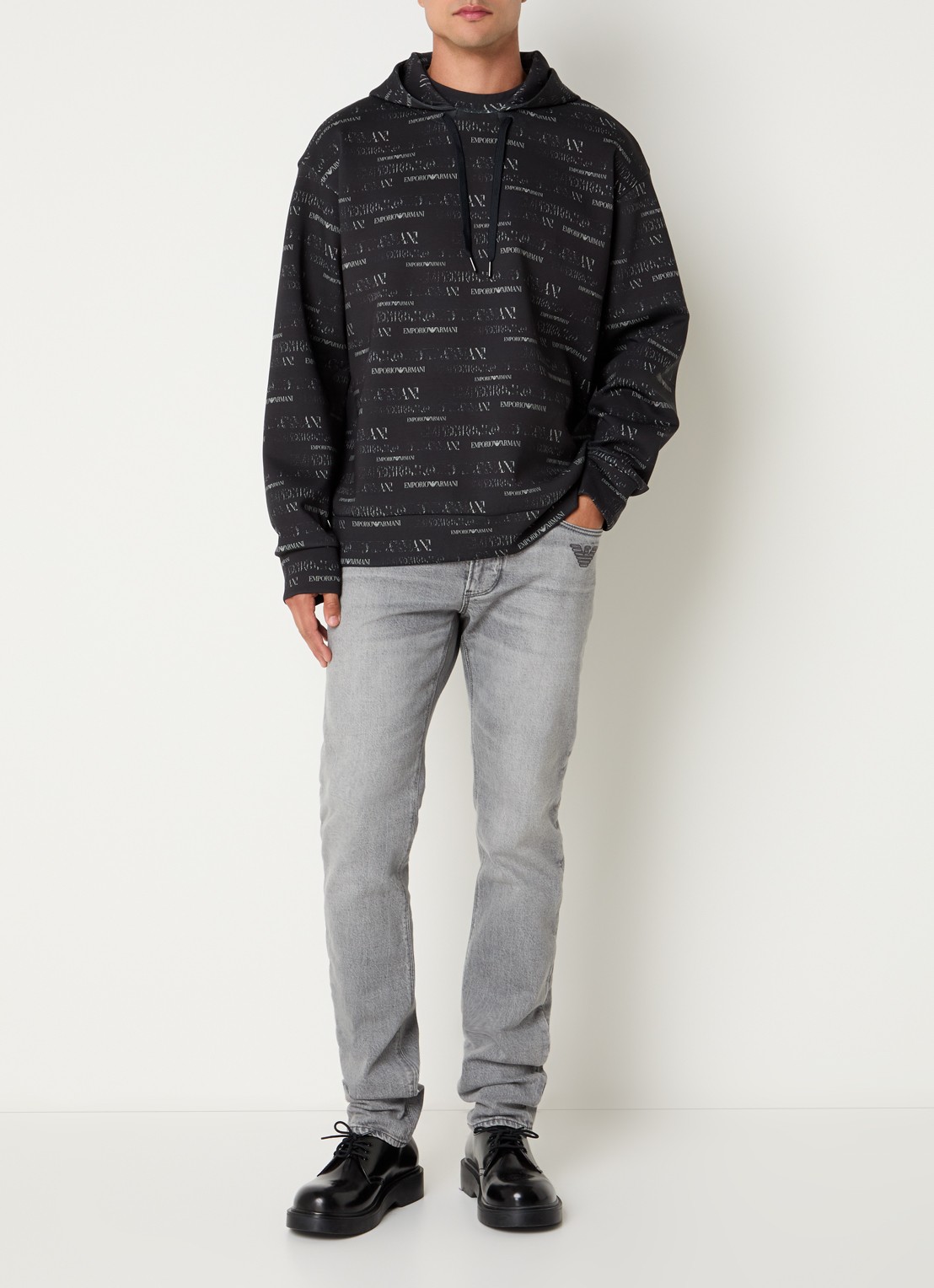 Armani Hoodie met logoprint - voorkant 5 zwart