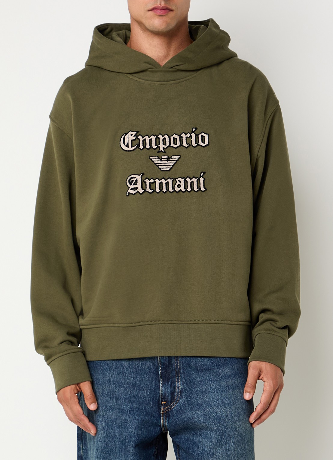 Armani Hoodie met logoprint - detail donkergroen