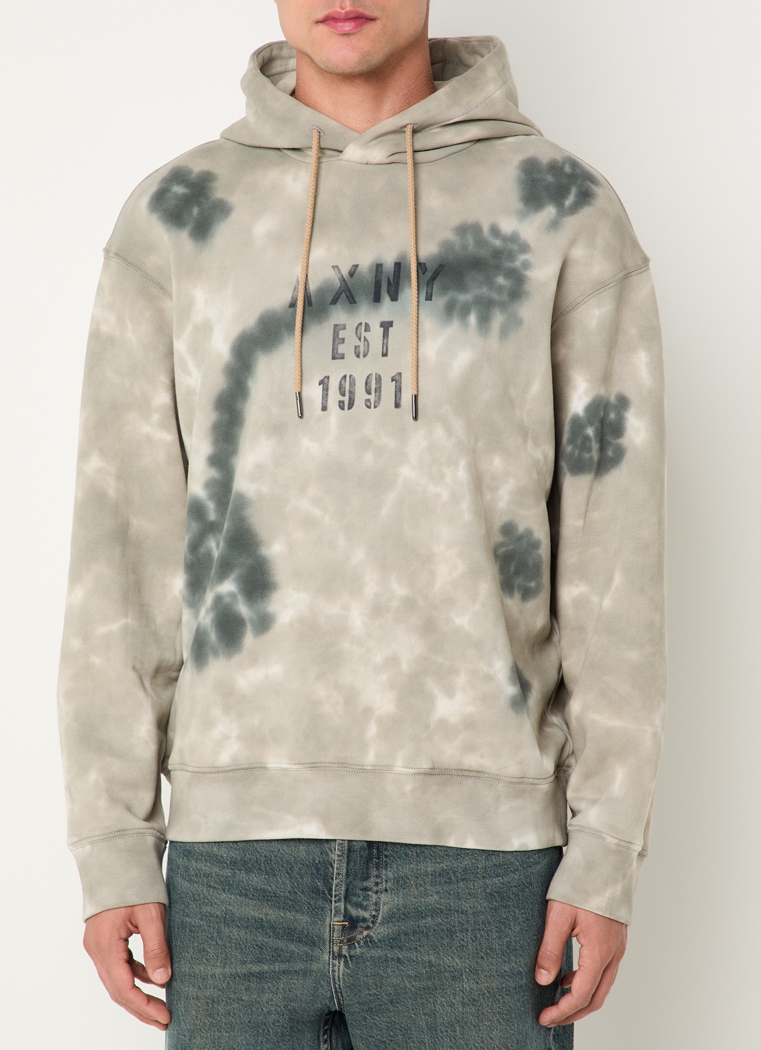 Armani Hoodie met print - detail 2 grijs