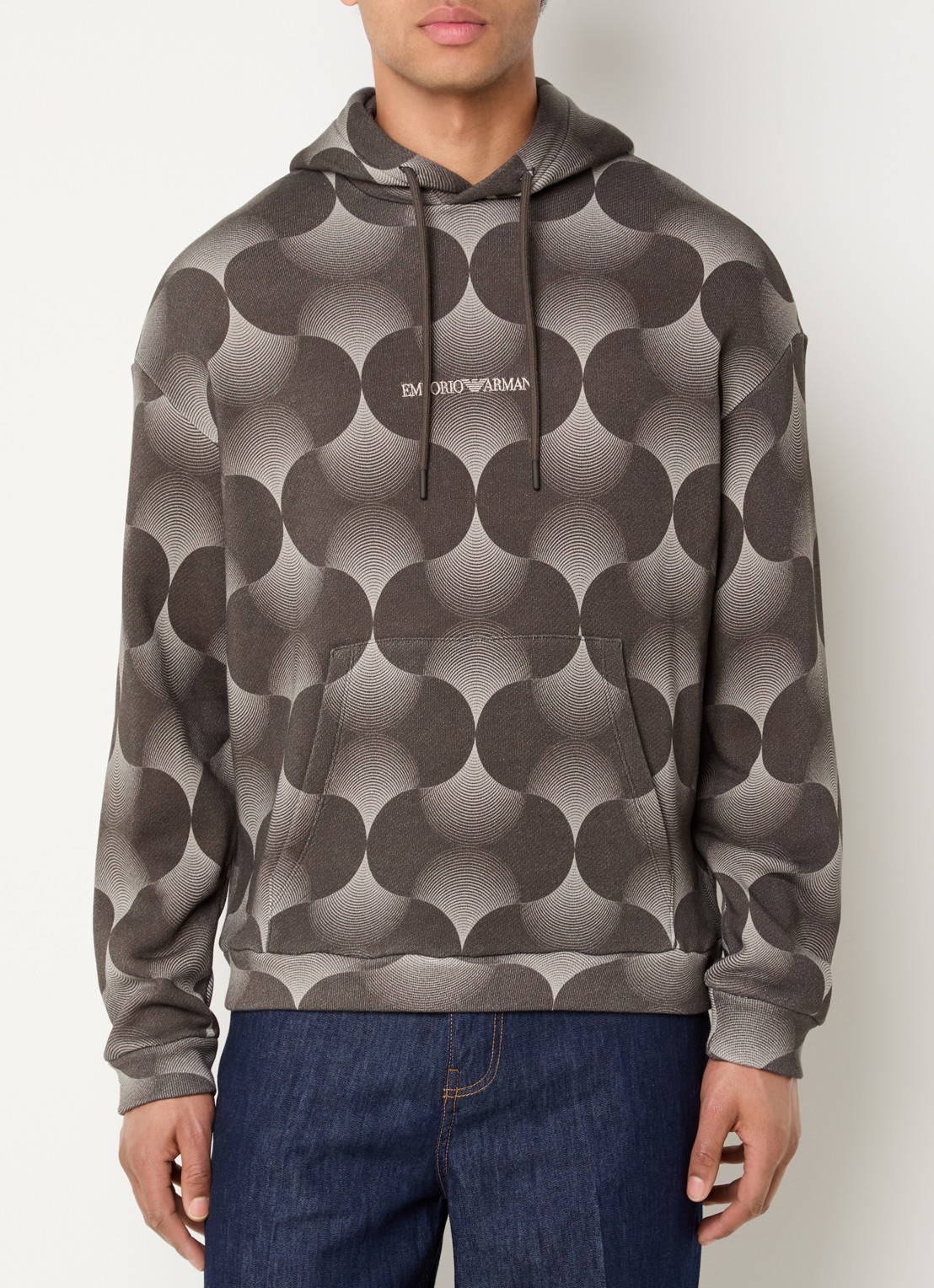 Armani Hoodie met print - detail antraciet