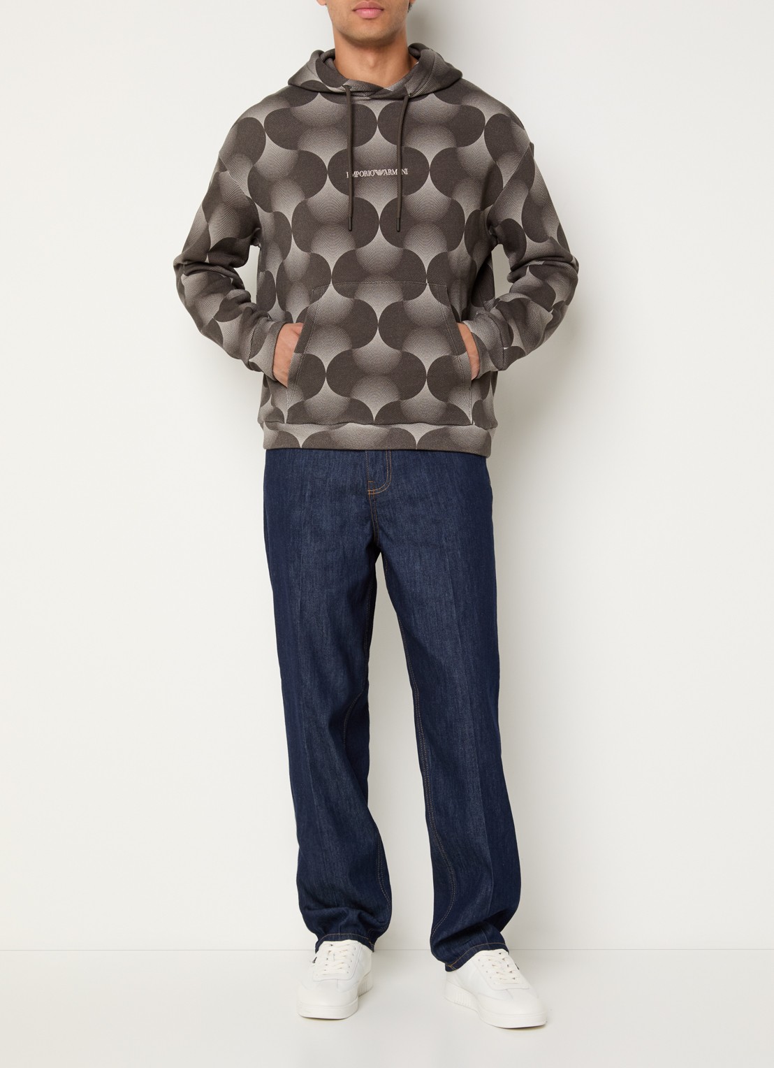 Armani Hoodie met print - voorkant 4 antraciet