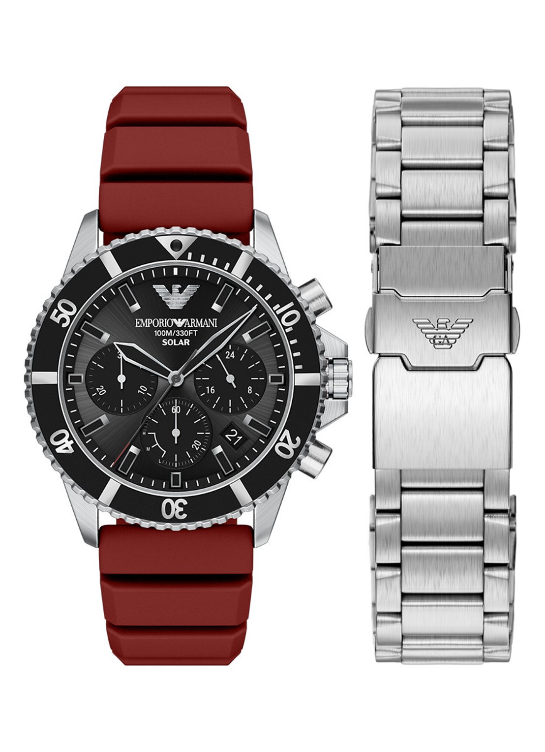 Armani Horloge AR80091SET - voorkant zilver