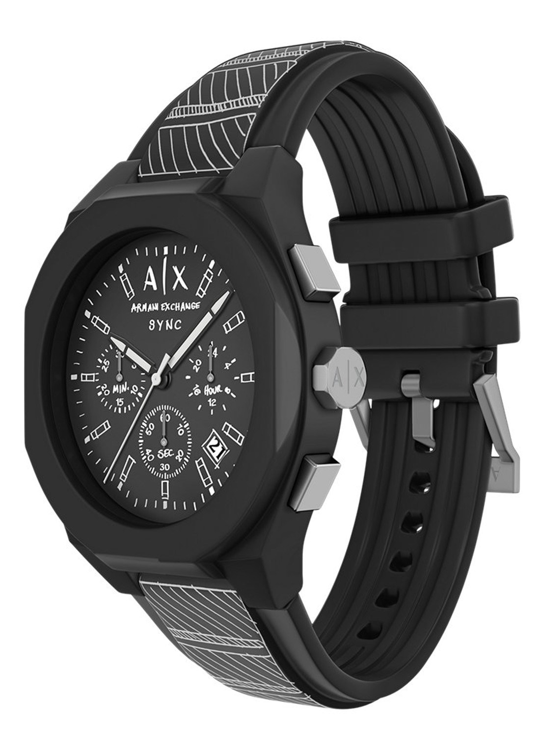 Armani Horloge AX4174 - detail 5 zwart