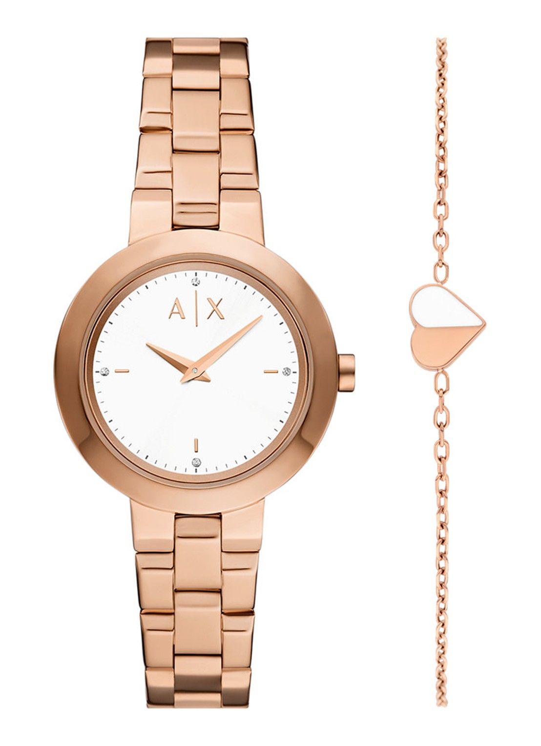 Armani Horloge AX7175SET - voorkant roségoud