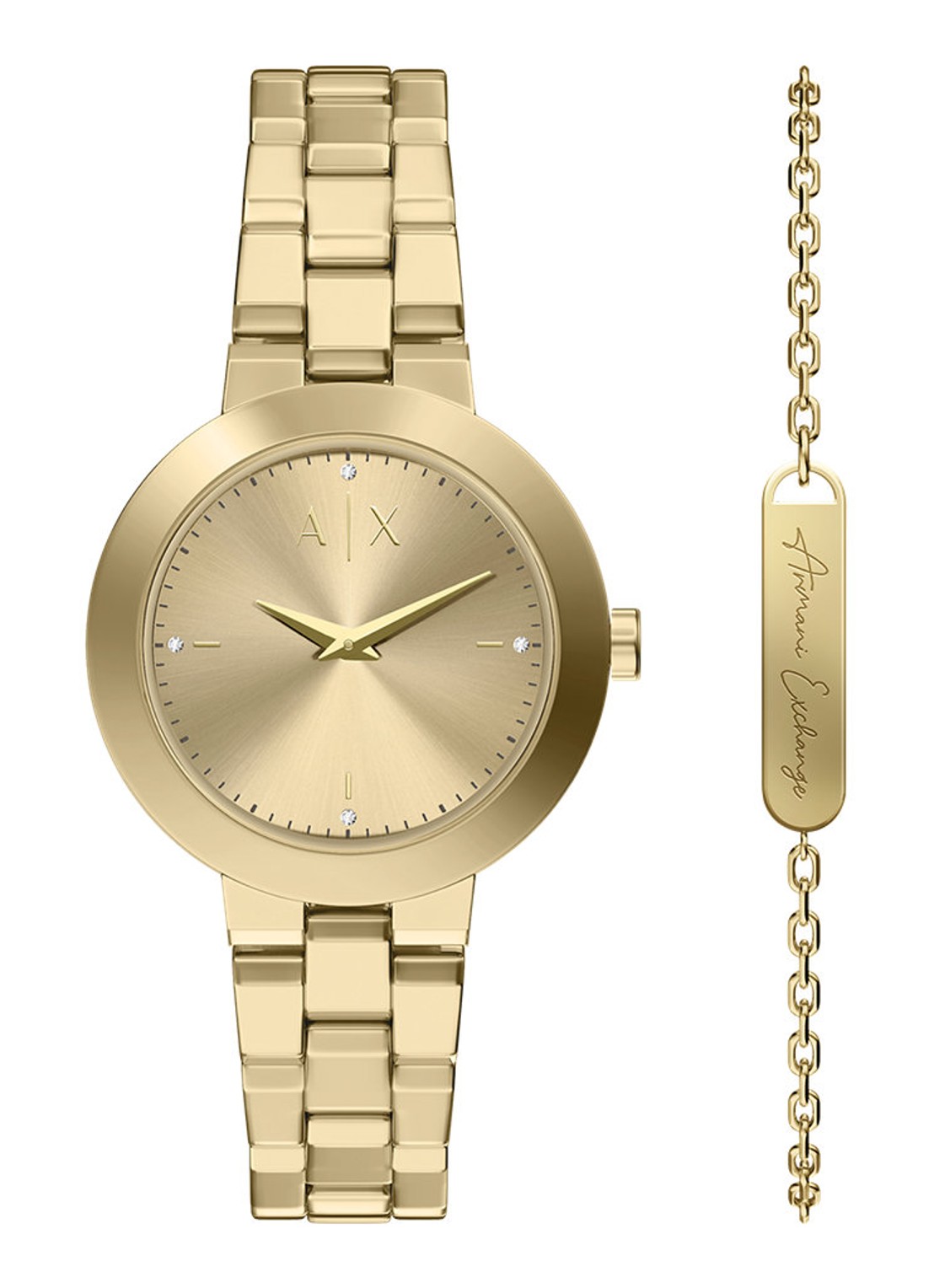 Armani Horloge en armband set van 2AX7177SET - voorkant 6 goud