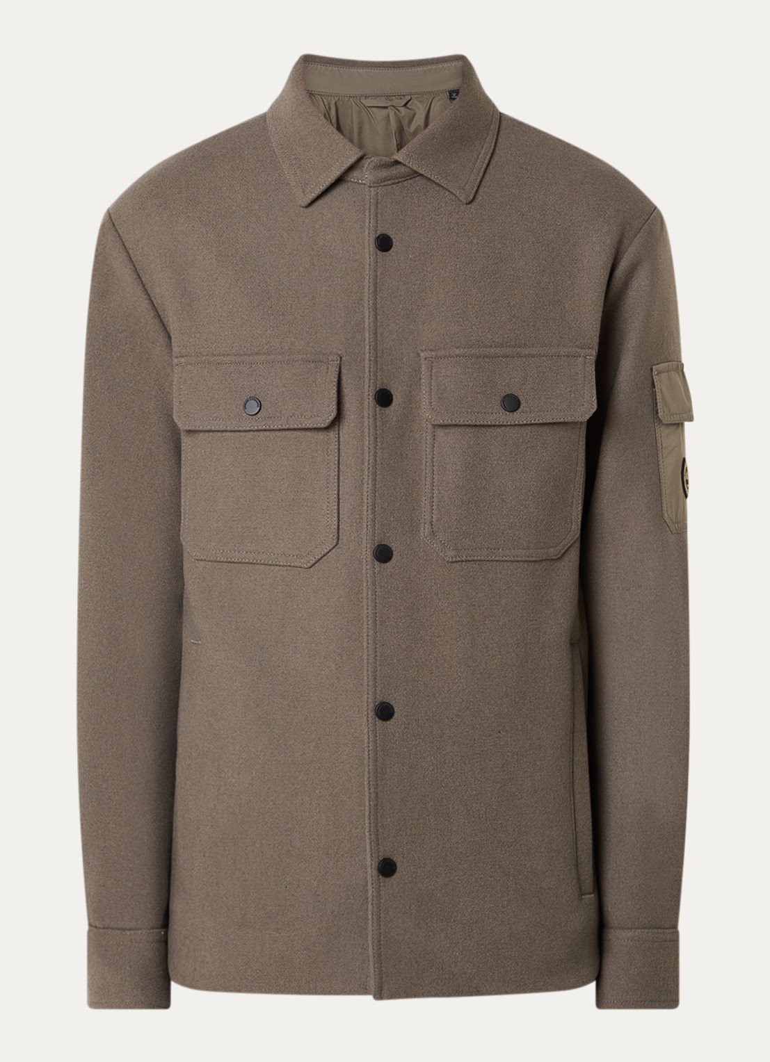 Armani Jack in scheerwolblend met klepzakken - voorkant 3 donkerkhaki