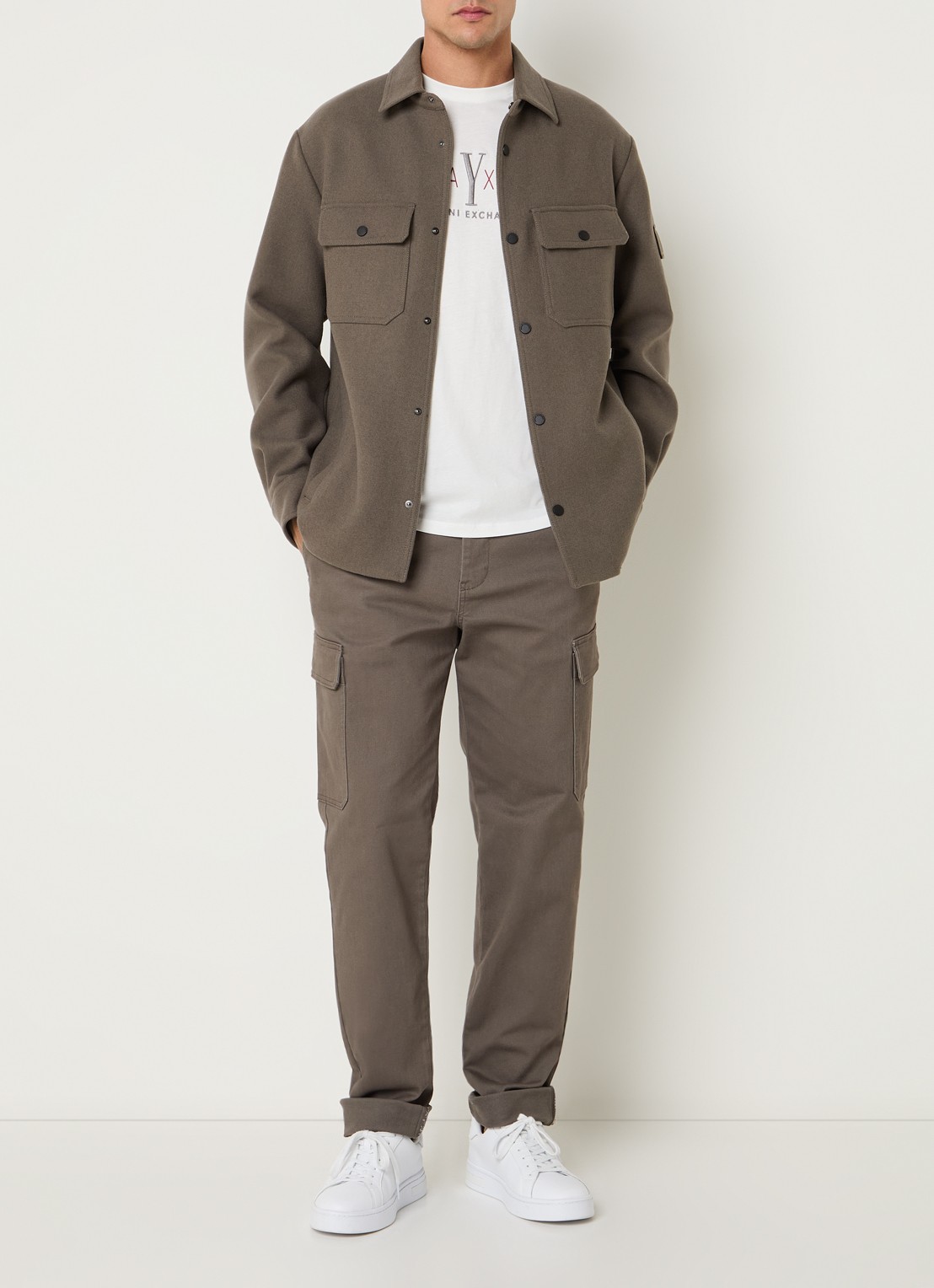 Armani Jack in scheerwolblend met klepzakken - voorkant 4 donkerkhaki