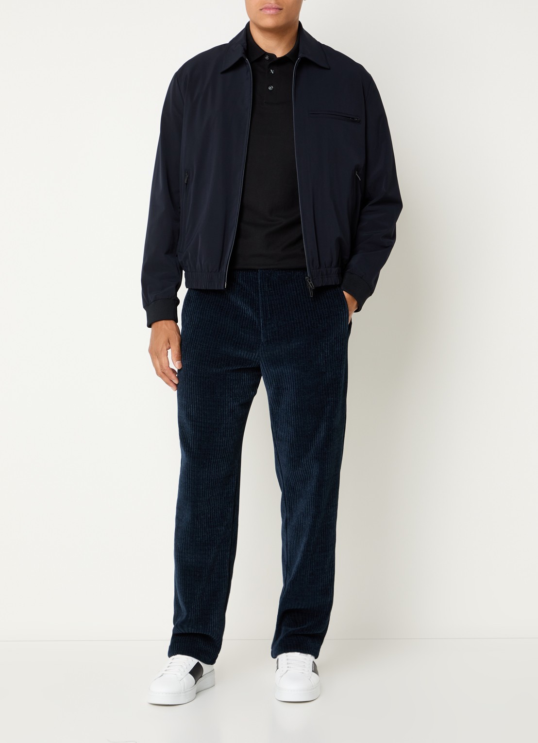 Armani Jack in wolblend met steekzakken - voorkant 2 donkerblauw