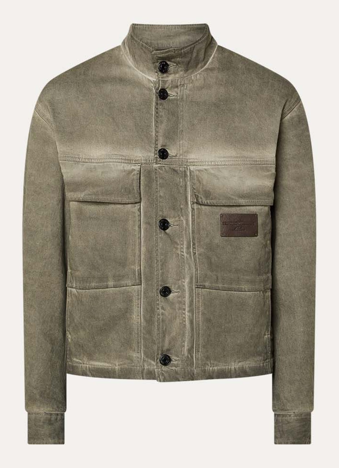 Armani Jack met borstzakken en verwassen afwerking - voorkant 3 mosgroen