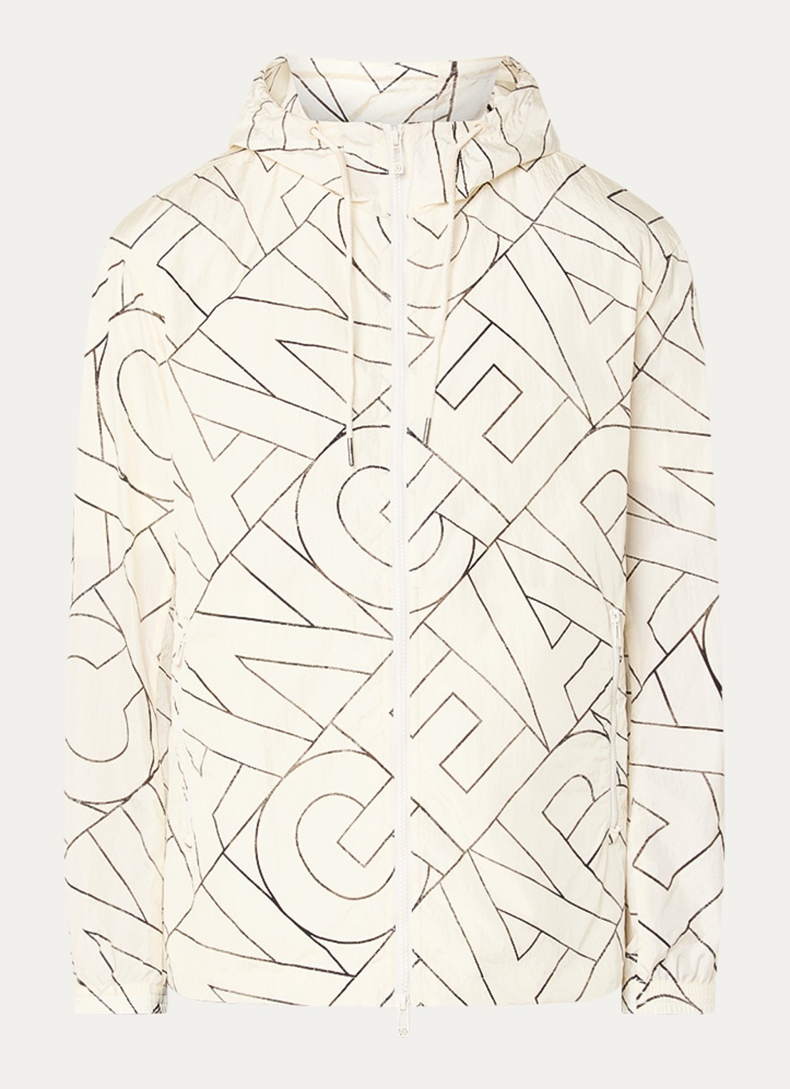 Armani Jack met capuchon en logoprint - voorkant 3 creme