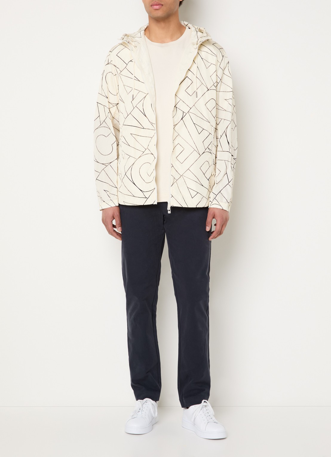 Armani Jack met capuchon en logoprint - voorkant 4 creme