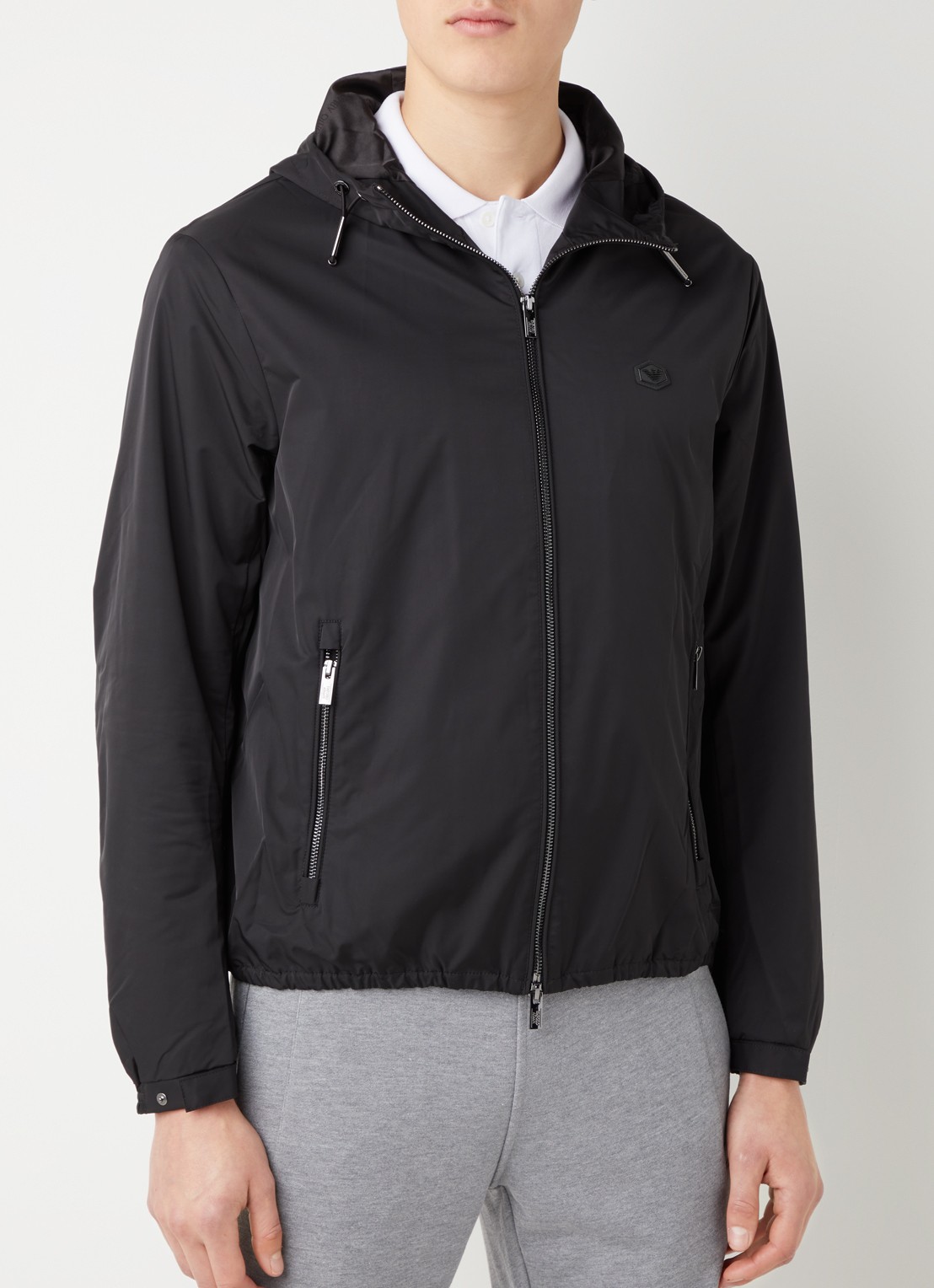 Armani Jack met capuchon en ritszakken - detail zwart