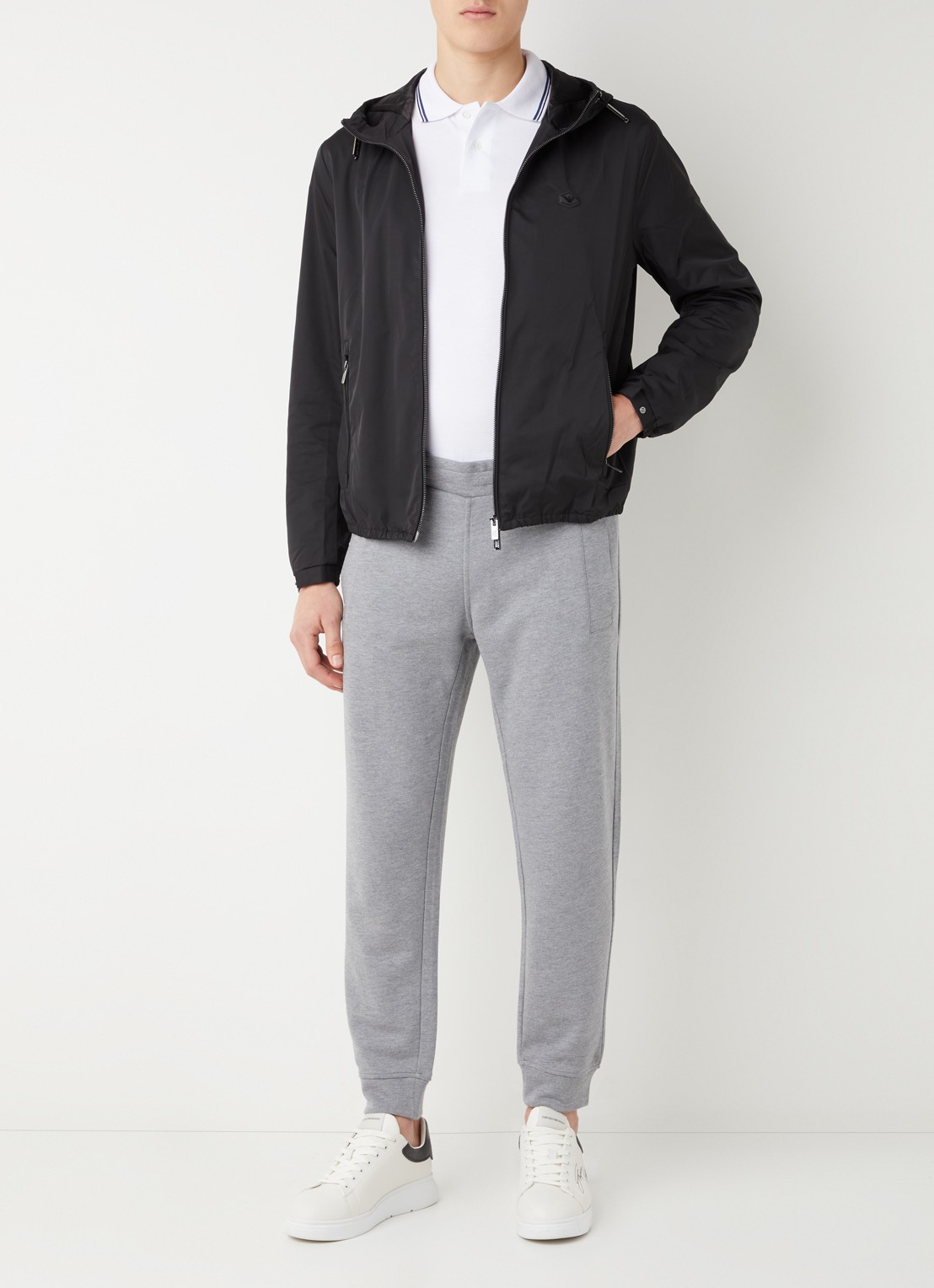Armani Jack met capuchon en ritszakken - voorkant 4 zwart
