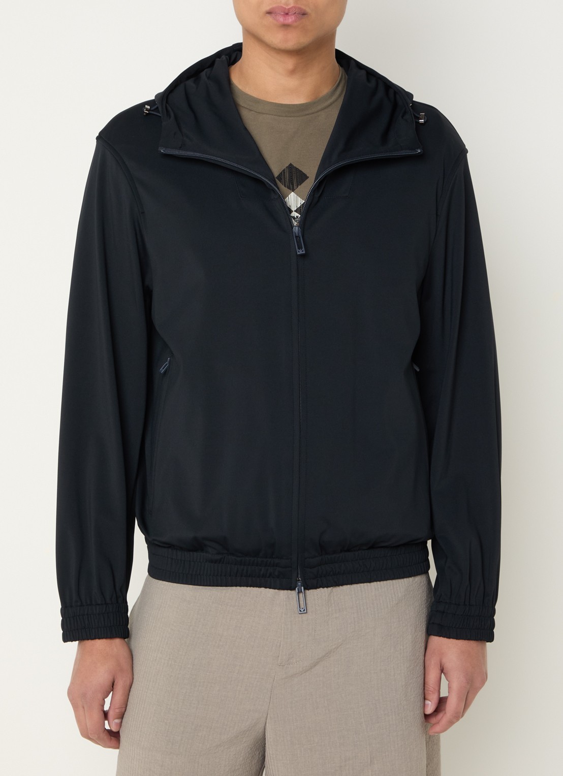 Armani Jack met capuchon en ritszakken - detail donkerblauw