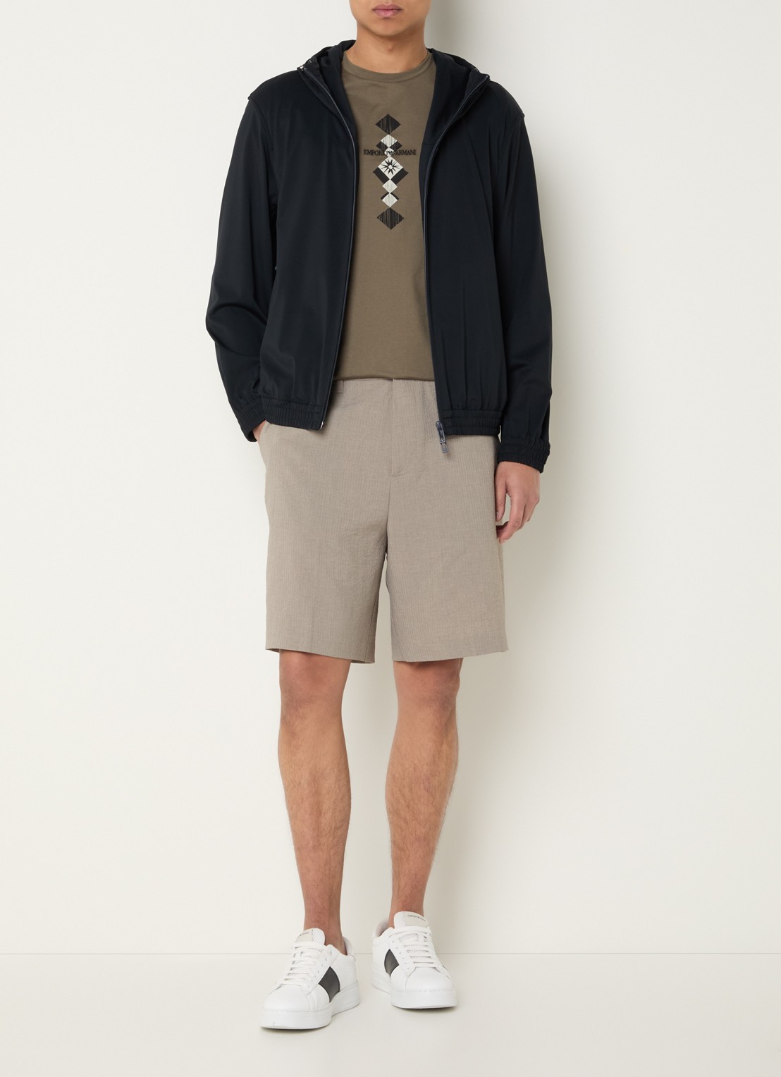 Armani Jack met capuchon en ritszakken - voorkant 4 donkerblauw