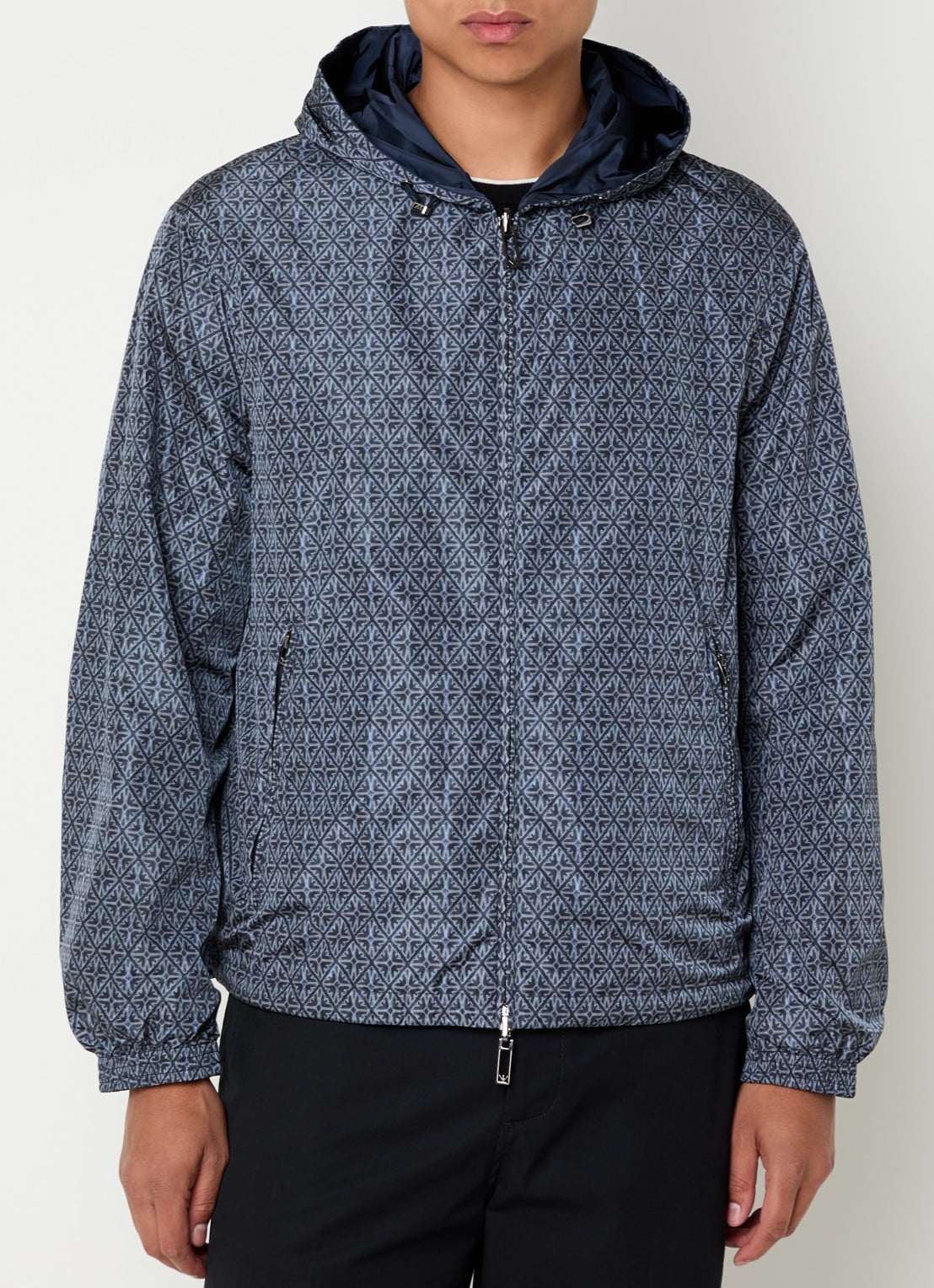 Armani Jack met grafische print - detail donkerblauw