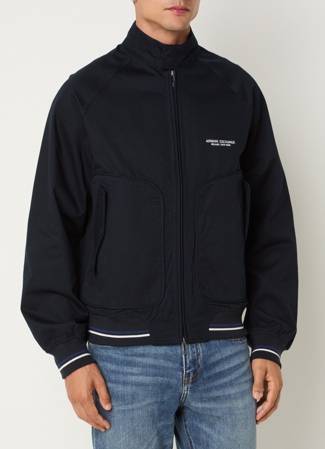 Armani Jack met klepzakken - detail 4 donkerblauw