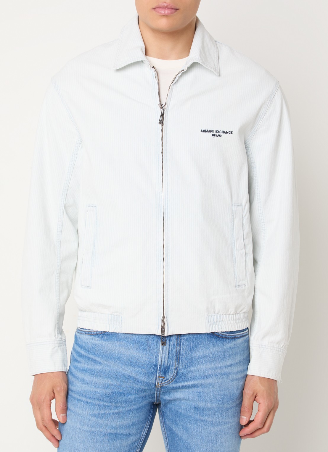 Armani Jack met logo en streepprint - detail lichtblauw