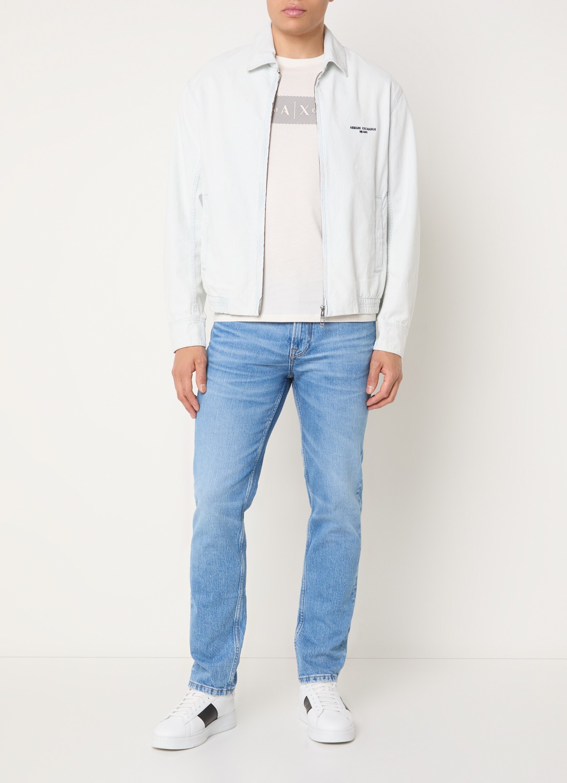 Armani Jack met logo en streepprint - voorkant 3 lichtblauw