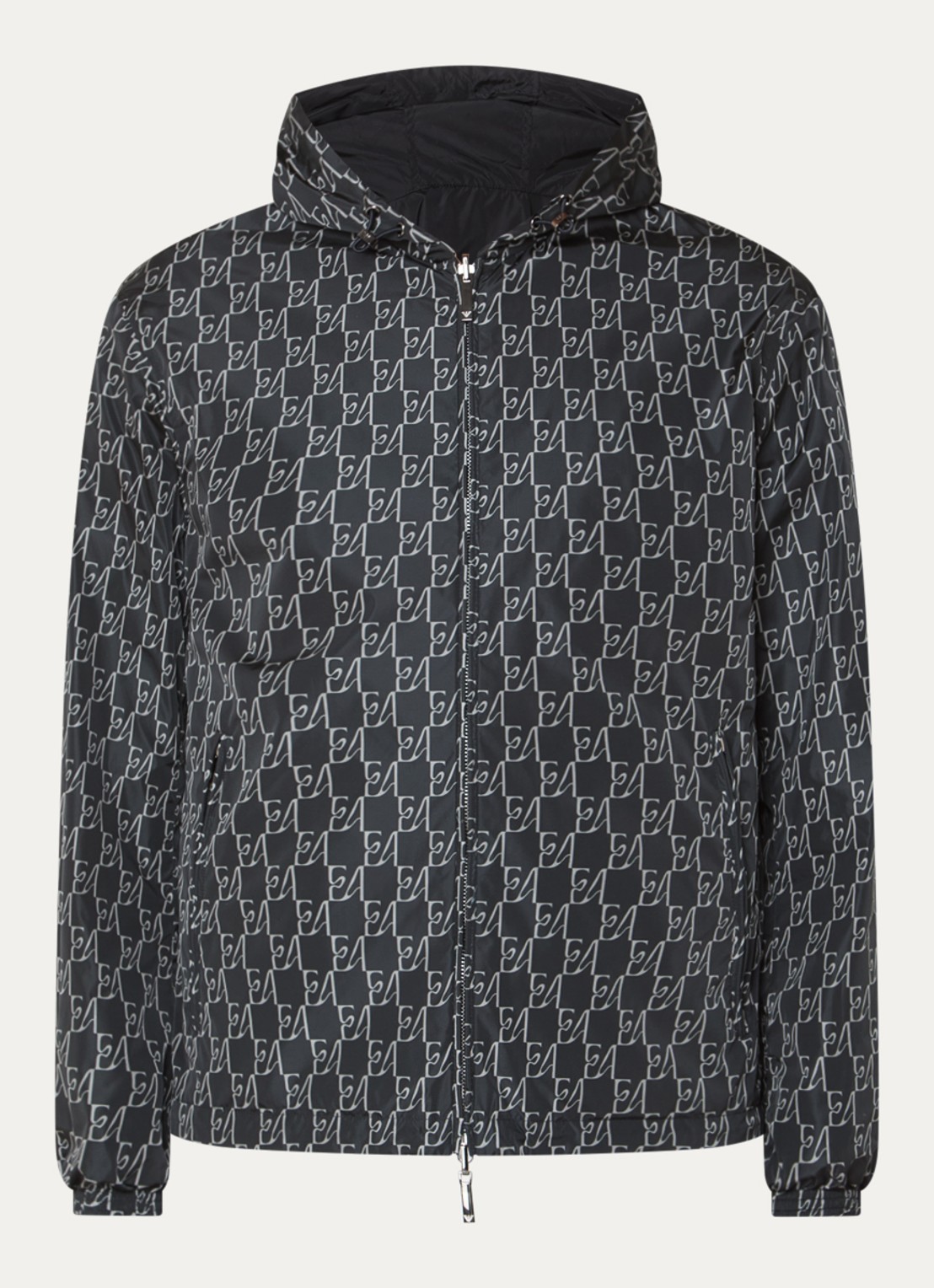 Armani Jack met logoprint en capuchon - voorkant donkerblauw