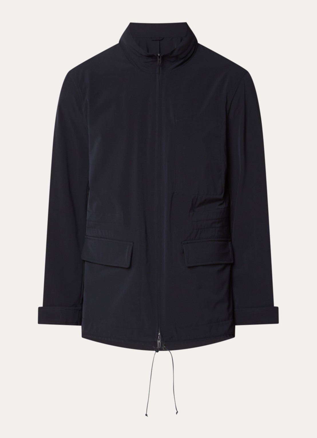Armani Jack met opbergbare capuchon en klepzakken - voorkant donkerblauw
